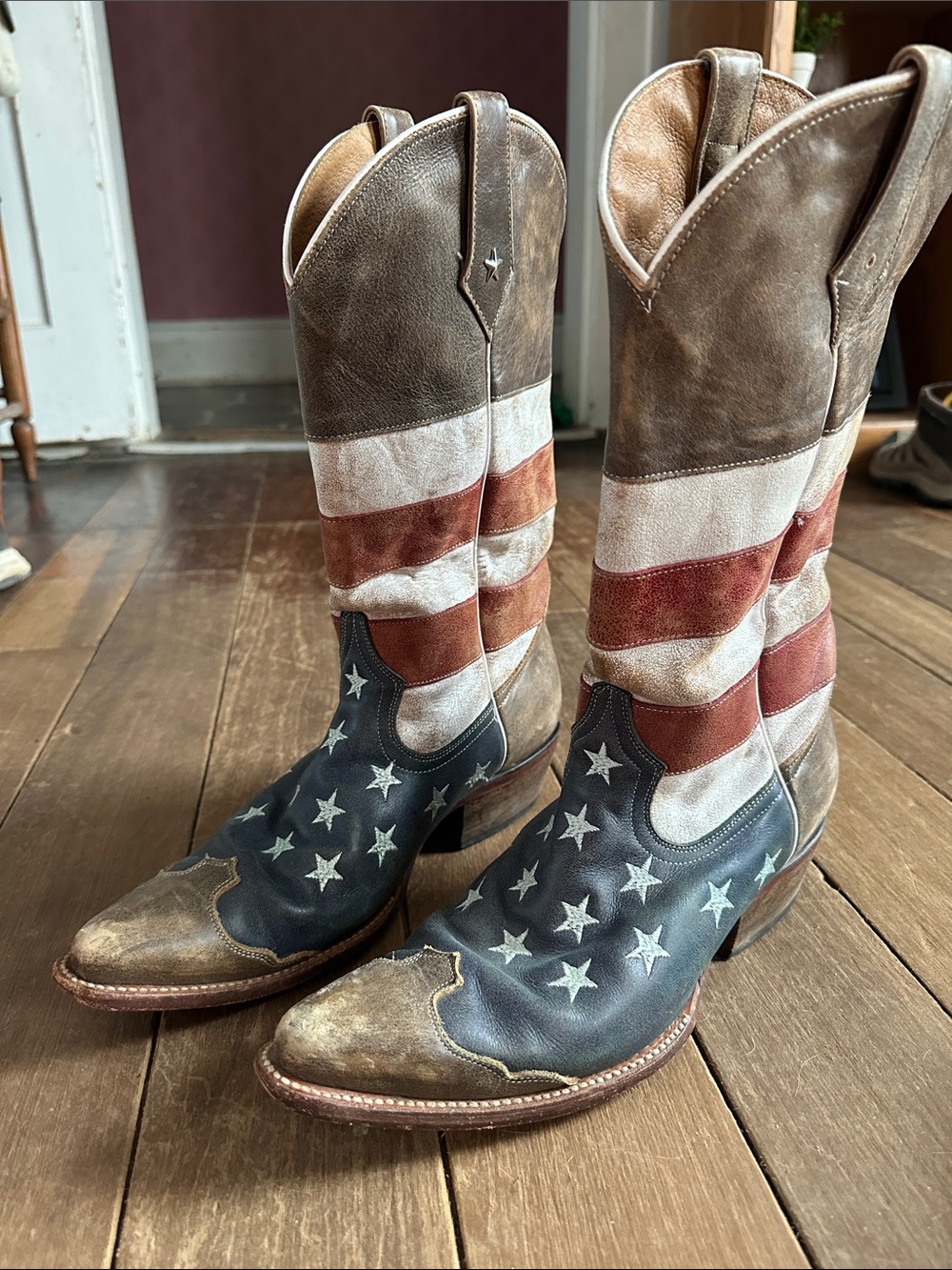 Roper American Flag Leather Cowboy boots size 10.5 mens